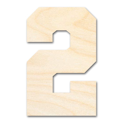Unfinished Wood Varisty Number Two Shape | DIY Craft Cutout | up to 46" DIY