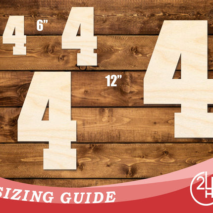 Unfinished Wood Varisty Number Four Shape | DIY Craft Cutout | up to 46" DIY