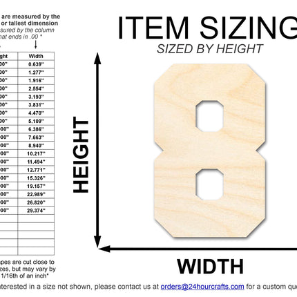 Unfinished Wood Varisty Number Eight Shape | DIY Craft Cutout | up to 46" DIY