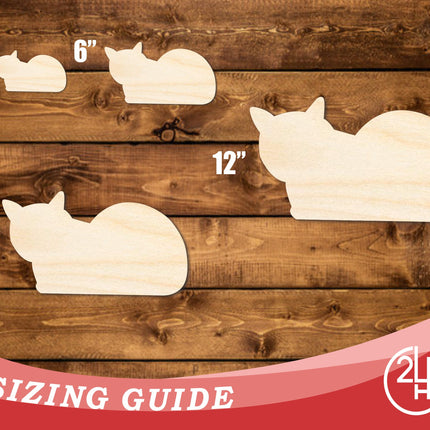 Unfinished Wood Laying Cat Shape | DIY Craft Cutout | up to 46" DIY