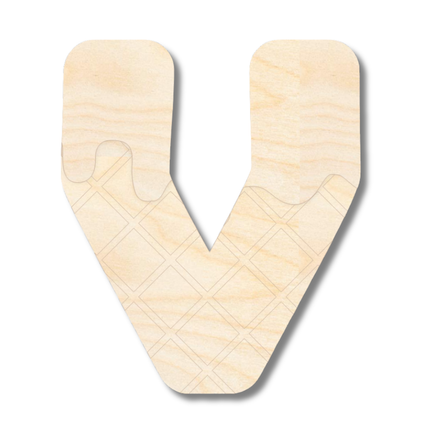 Unfinished Wood Layered Etched Themed Letters | Ice Cream | A-Z | 2 Piece | up to 24"