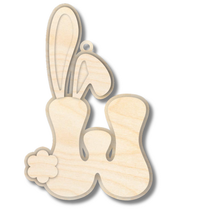 Unfinished Wood Layered Letter Bunny Tags| A-Z | 4 Piece | 6" Tall | 1/8" Wood | Wood Craft DIY