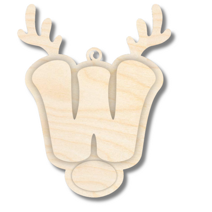 Unfinished Wood Layered Letter and Number Reindeer Ornaments | A-Z | 0-9 | 3 Piece | 6" Tall | 1/8" Wood | Wood Craft DIY