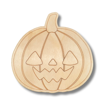 Unfinished Wood Etched Spooky Jack o' Lantern Shape | Paint By Line Crafts | up to 30" DIY