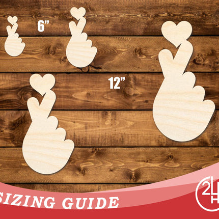 Unfinished Wood Finger Heart Shape | DIY Craft Cutout | up to 46" DIY