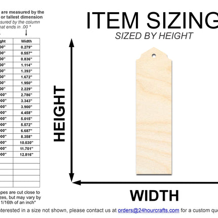 Unfinished Wood Curved And Pointed Bookmark Shape | DIY Craft Cutout | up to 12" DIY