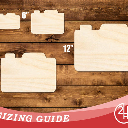 Unfinished Wood Camera Shape | DIY Craft Cutout | up to 46" DIY