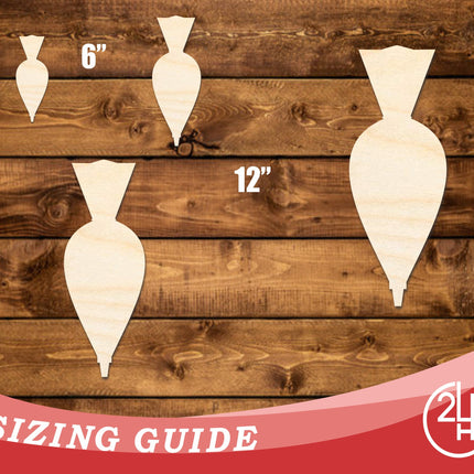 Unfinished Wood Piping Bag Shape | DIY Craft Cutout | up to 46" DIY