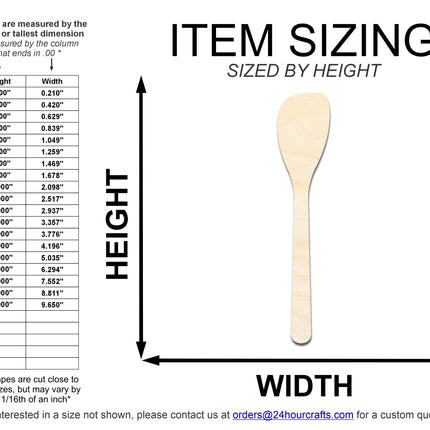 Unfinished Wood Spatula Shape | DIY Craft Cutout | up to 46" DIY