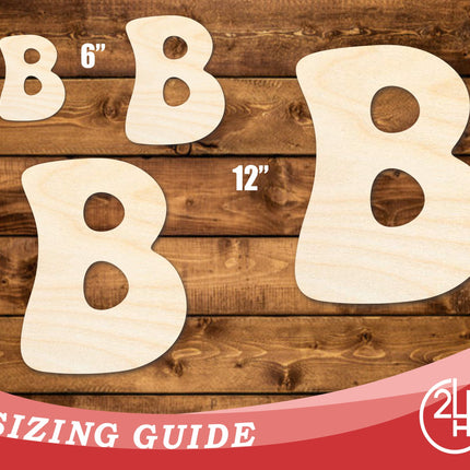 Unfinished Wood Groovy B Font Shape | DIY Craft Cutout | up to 46" DIY