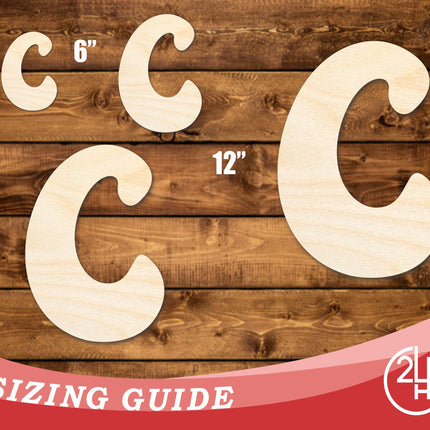 Unfinished Wood Groovy C Font Shape | DIY Craft Cutout | up to 46" DIY