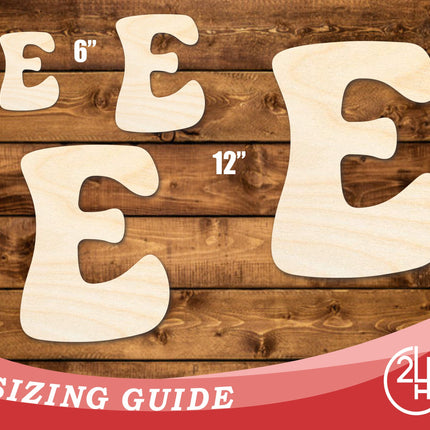 Unfinished Wood Groovy E Font Shape | DIY Craft Cutout | up to 46" DIY