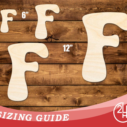 Unfinished Wood Groovy F Font Shape | DIY Craft Cutout | up to 46" DIY