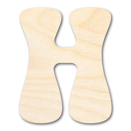 Unfinished Wood Groovy H Font Shape | DIY Craft Cutout | up to 46" DIY