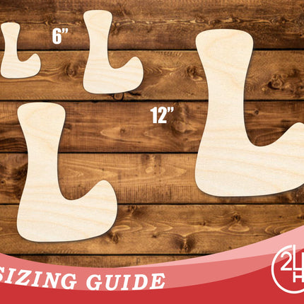 Unfinished Wood Groovy L Font Shape | DIY Craft Cutout | up to 46" DIY
