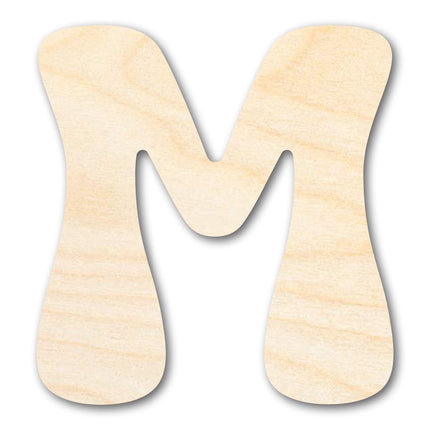 Unfinished Wood Groovy M Font Shape | DIY Craft Cutout | up to 46" DIY