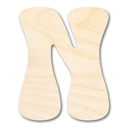 Unfinished Wood Groovy N Font Shape | DIY Craft Cutout | up to 46" DIY