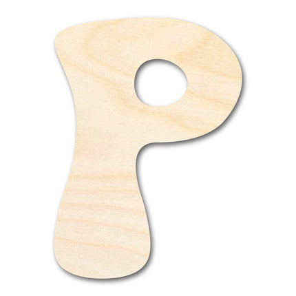 Unfinished Wood Groovy P Font Shape | DIY Craft Cutout | up to 46" DIY