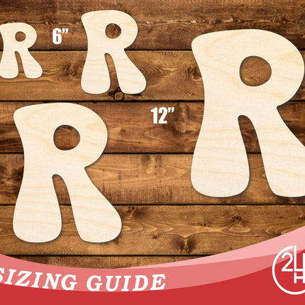 Unfinished Wood Groovy R Font Shape | DIY Craft Cutout | up to 46" DIY