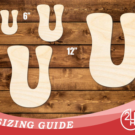 Unfinished Wood Groovy U Font Shape | DIY Craft Cutout | up to 46" DIY