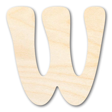 Unfinished Wood Groovy W Font Shape | DIY Craft Cutout | up to 46" DIY
