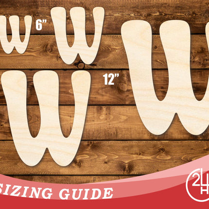 Unfinished Wood Groovy W Font Shape | DIY Craft Cutout | up to 46" DIY