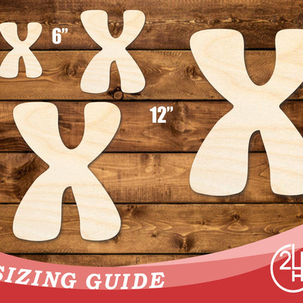 Unfinished Wood Groovy X Font Shape | DIY Craft Cutout | up to 46" DIY