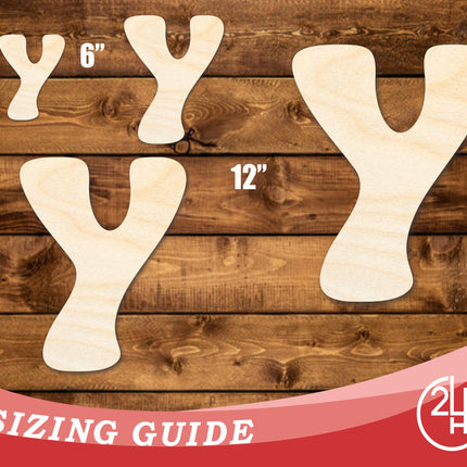 Unfinished Wood Groovy Y Font Shape | DIY Craft Cutout | up to 46" DIY