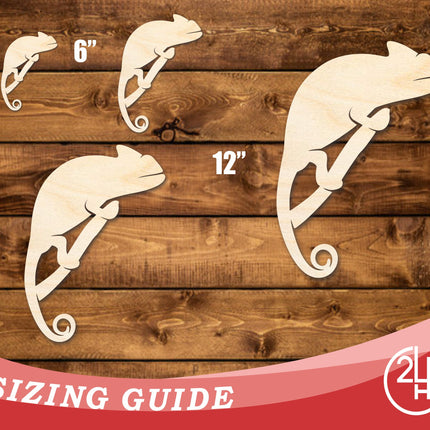 Unfinished Wood Chameleon on Branch Shape | DIY Craft Cutout | up to 46" DIY