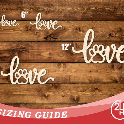 Unfinished Wood Paw Print Love Shape | JGrondz | DIY Craft Cutout | up to 46" DIY