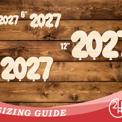 Unfinished Wood 2027 Balloons Shape | DIY Craft Cutout | up to 46" DIY