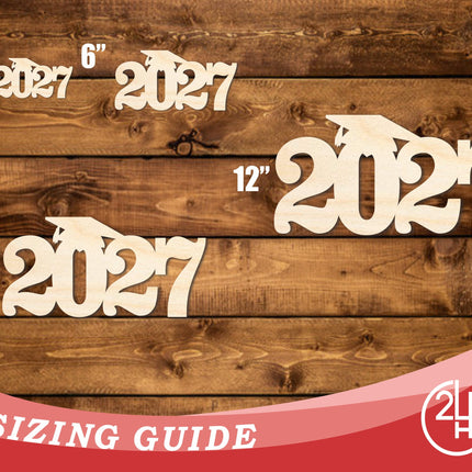 Unfinished Wood 2027 Grad Cap Shape | DIY Craft Cutout | up to 46" DIY