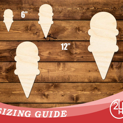 Unfinished Wood Double Scoop Ice Cream Shape | DIY Craft Cutout | up to 46" DIY