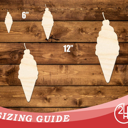 Unfinished Wood Ice Cream with Cherry Shape | DIY Craft Cutout | up to 46" DIY
