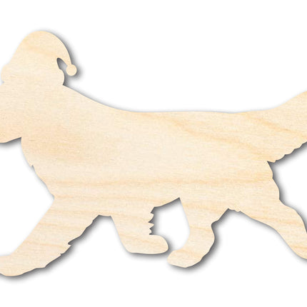 Unfinished Wood Golden Retriever With Santa Hat Shape | DIY Craft Cutout | up to 46" DIY
