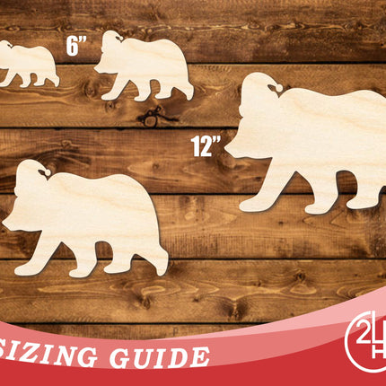 Unfinished Wood Bear With Santa Hat Shape | DIY Craft Cutout | up to 46" DIY