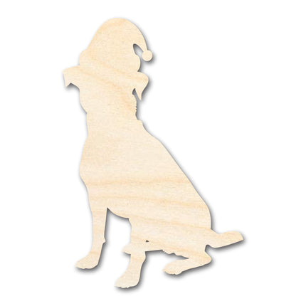 Unfinished Wood Dog With Santa Hat Shape | DIY Craft Cutout | up to 46" DIY