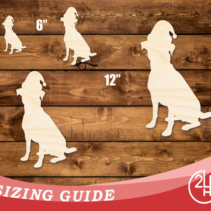 Unfinished Wood Dog With Santa Hat Shape | DIY Craft Cutout | up to 46" DIY