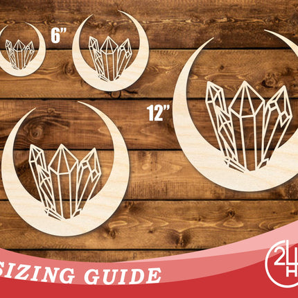Unfinished Wood Crystal Moon Shape | JGrondz | DIY Craft Cutout | up to 46" DIY |