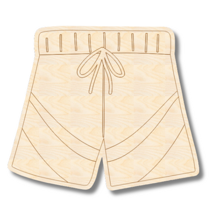 Unfinished Wood Etched Swim Trunks Shape | Paint By Line Crafts | up to 30" DIY
