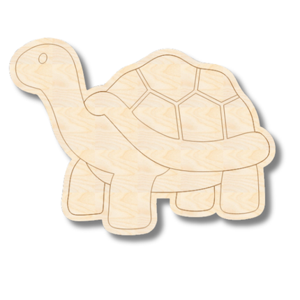 Unfinished Wood Etched Tortoise Shape | Paint By Line Crafts | up to 30" DIY