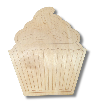 Unfinished Wood Etched Cupcake Shape | Paint By Line Crafts | up to 30" DIY