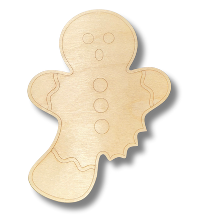 Unfinished Wood Etched Eaten Gingerbread Man Shape | Paint By Line Crafts | up to 30" DIY