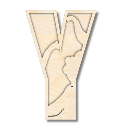 Unfinished Wood Layered Themed Letters | Dinosaur | A-Z | 2 Piece | up to 24"