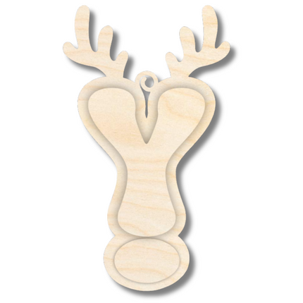 Unfinished Wood Layered Letter and Number Reindeer Ornaments | A-Z | 0-9 | 3 Piece | 6" Tall | 1/8" Wood | Wood Craft DIY