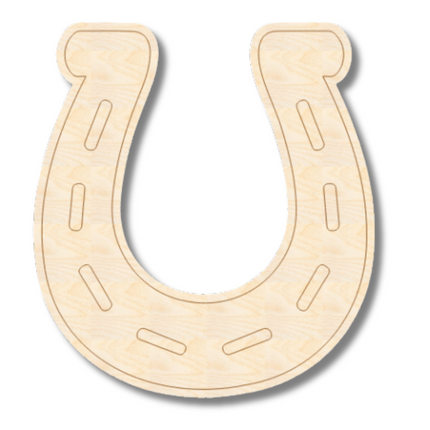 Unfinished Wood Etched Horseshoe Shape | Paint By Line Crafts | up to 30" DIY