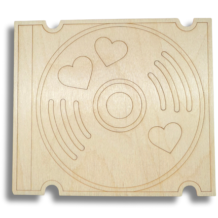 Unfinished Wood Etched Cute CD Shape | Paint By Line Crafts | up to 30" DIY