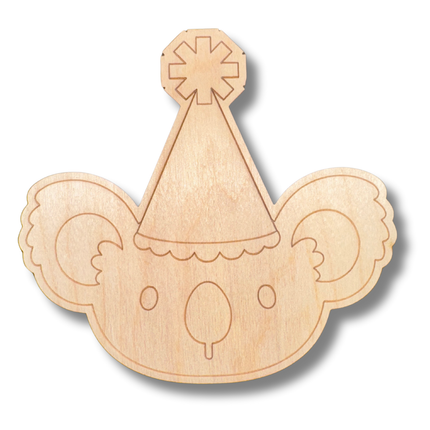 Unfinished Wood Etched Birthday Koala Shape | Paint By Line Crafts | up to 30" DIY