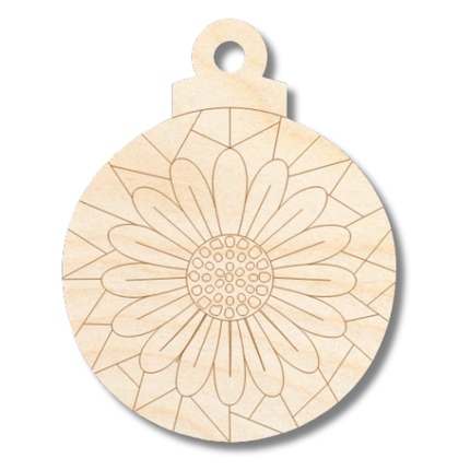 Unfinished Wood Etched Mosaic Sunflower Ornament Shape | Paint By Line Crafts | up to 30" DIY