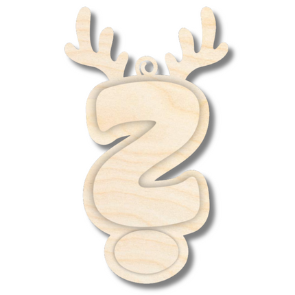 Unfinished Wood Layered Letter and Number Reindeer Ornaments | A-Z | 0-9 | 3 Piece | 6" Tall | 1/8" Wood | Wood Craft DIY